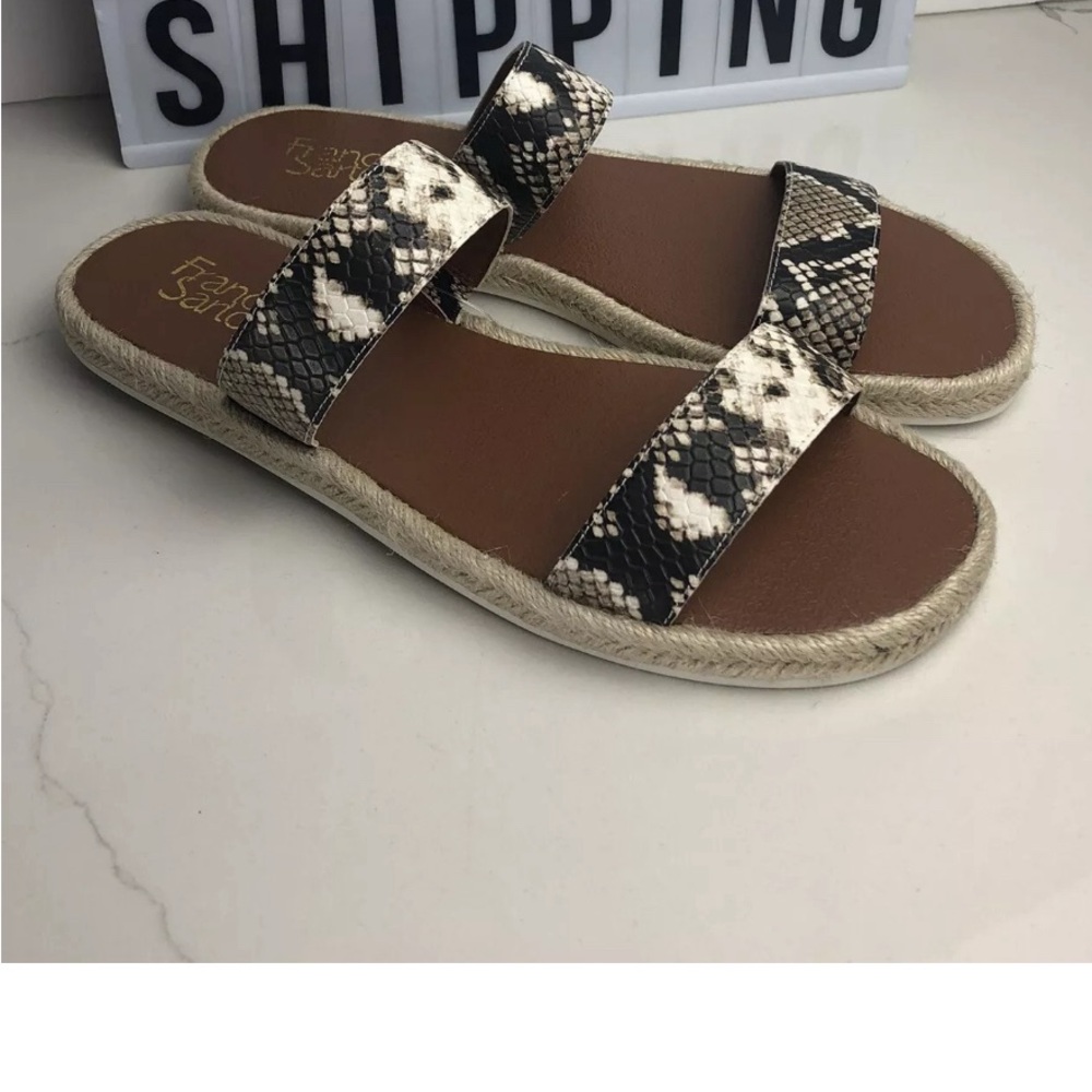 Franco sarto Espadrille Snake print Slip On Flats double straps sandals Size 10